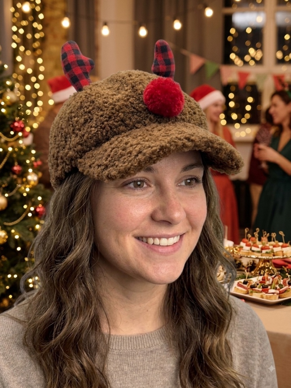 Christmas Holiday Bundle: Reindeer Sherpa Hat,  Candy Cane Hoops, & Gnome Magnet